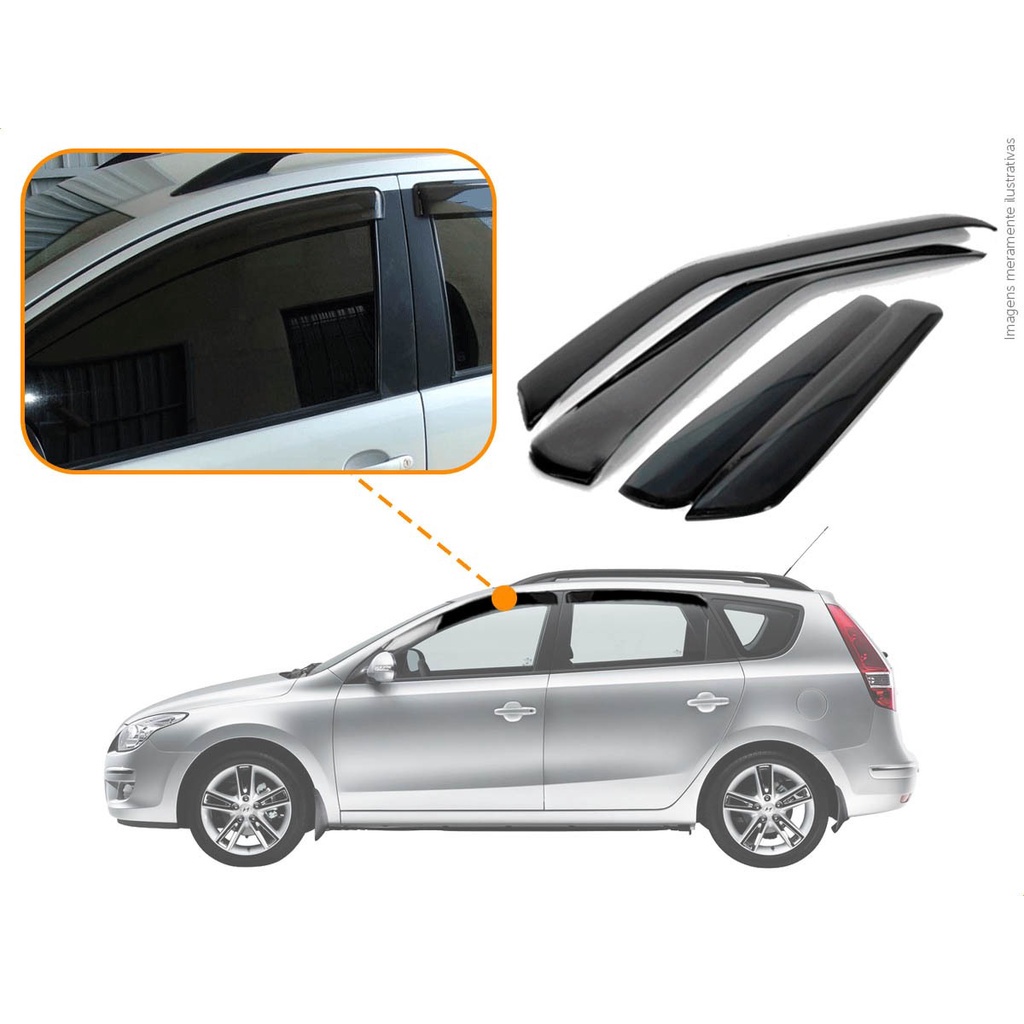Calha De Chuva Defletor Hyundai I30 Cw 2009 A 2012 4 Portas Fume Ecoflex 16.003A