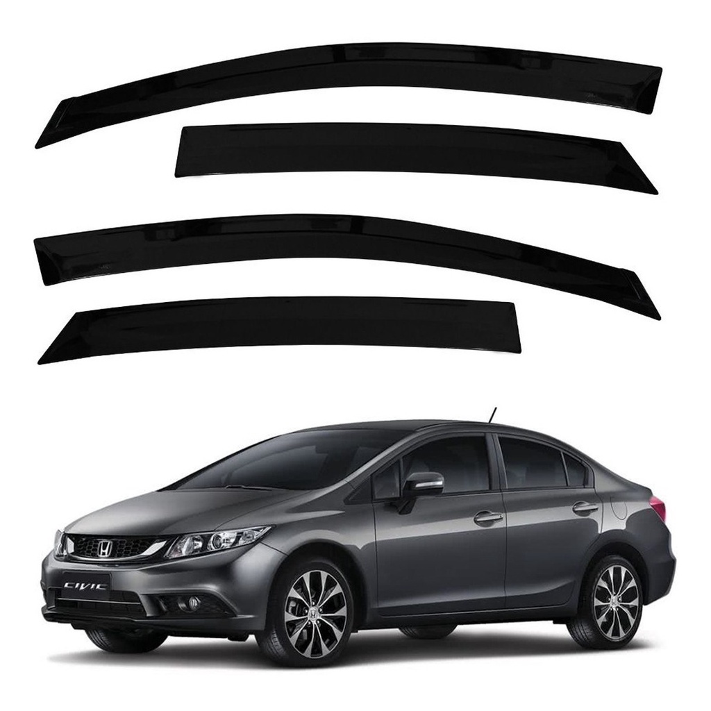 Jogo De Calha Chuva Defletor Fumê New Civic 2013 2014 2015 2016 Fume 4 Portas Ecoflex 78.005A