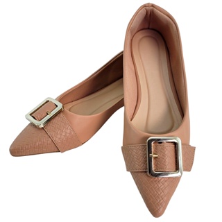 Sapatilha Feminina Bico Fino Com Fivela Confortável Casual Nude Rasteirinha Macia Sandália Feminino em Oferta na Shopee