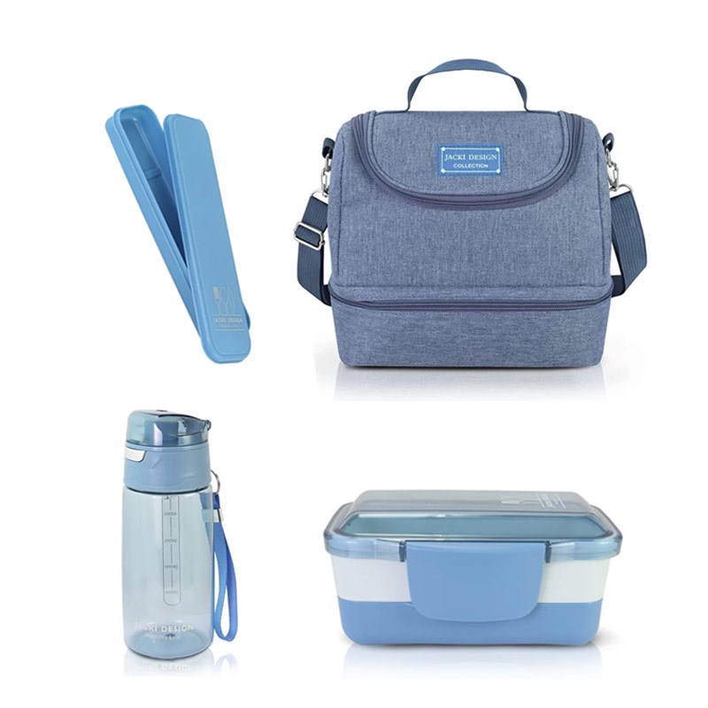 Kit JOY Bolsa Térmica 2 Compartimentos, Pote, Garrafa e Porta Talher Jacki Design (AHL22837/AWM22838/ATB22851/AHX22839)