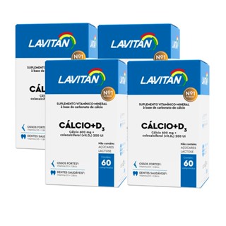 Vitamina D Lavitan 1000 Ui Cálcio 60 Comprimidos 4 Caixas