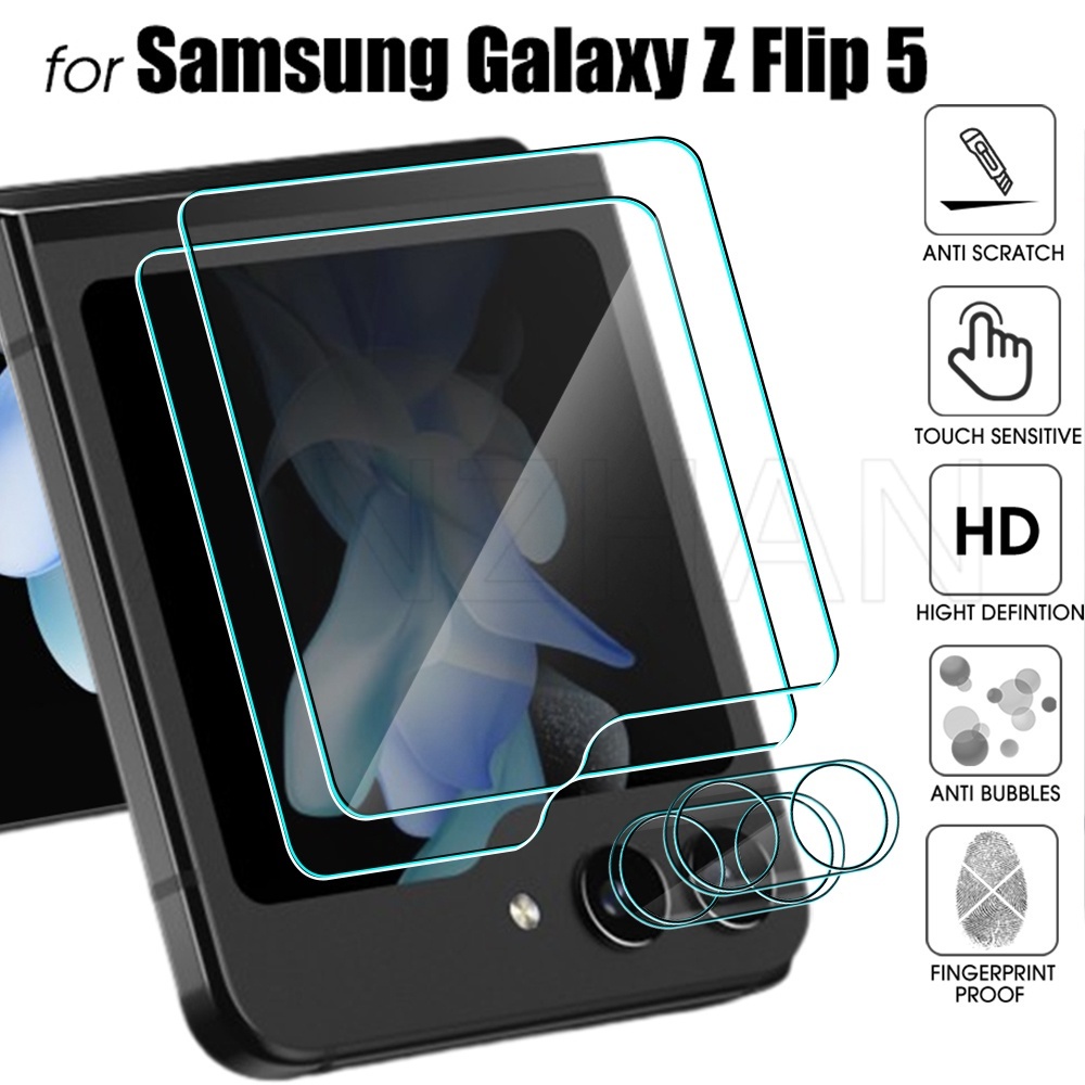 Protetor De Lente De Tela Externa/Compatível Com Samsung Galaxy Z Flip 5/Película Transparente Anti-Riscos/Smartphone HD Protetora De Vidro Temperado