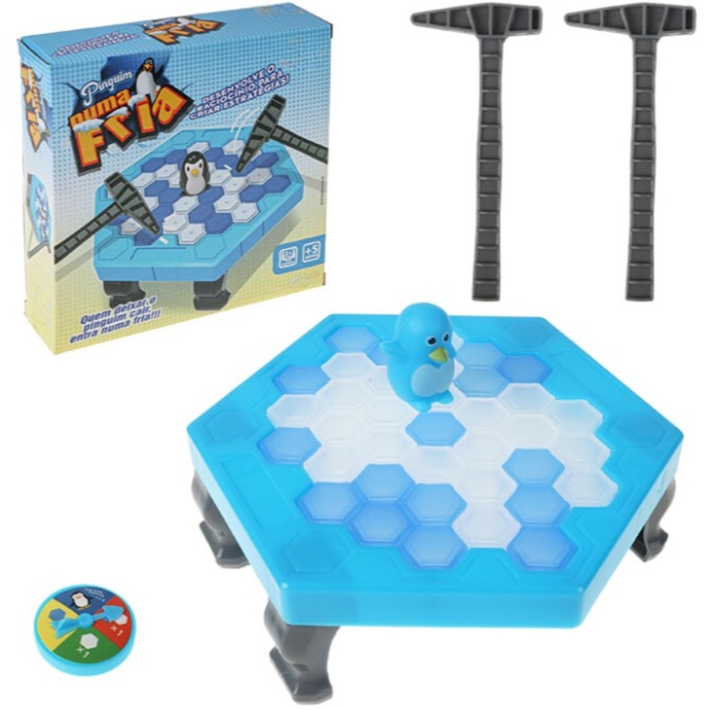 Jogo Mesa Quebra Gelo Pinguim Grande18x18 Brinquedo Infantil