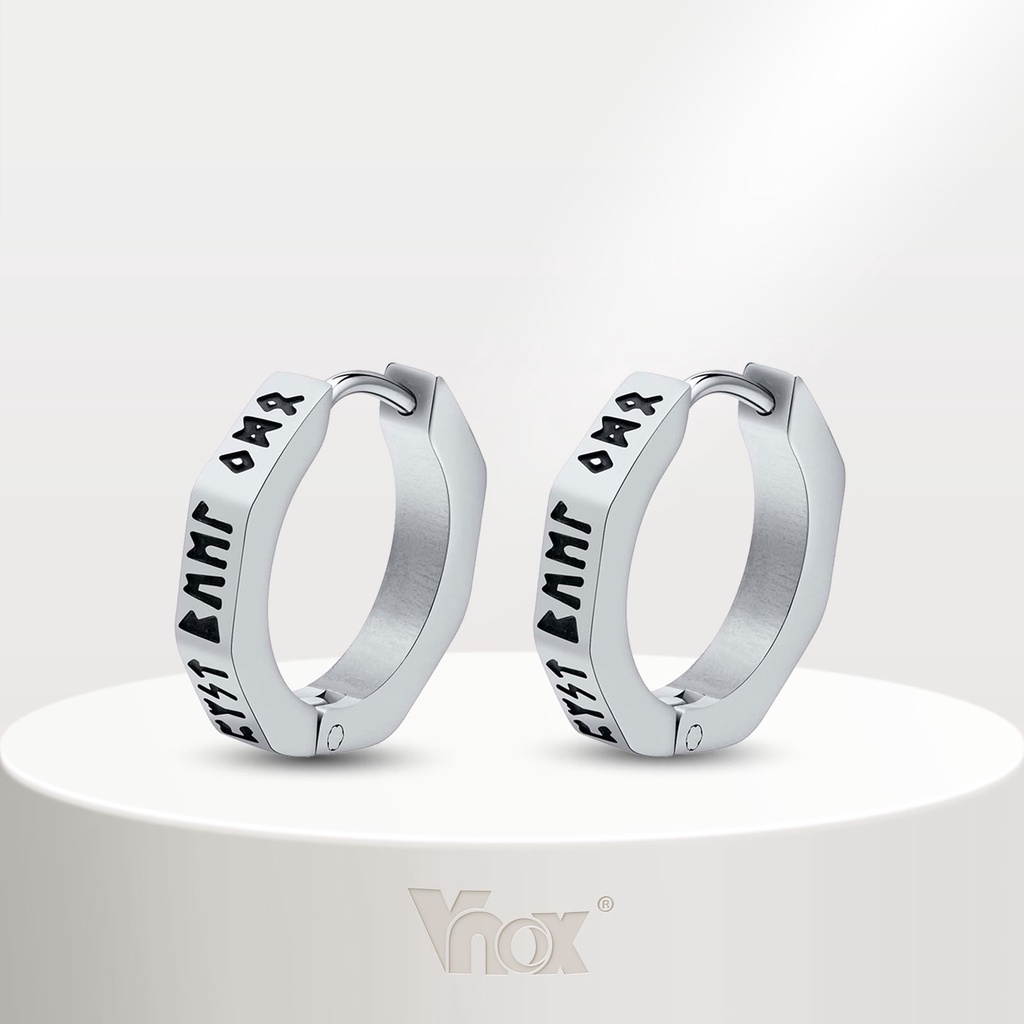 Brincos Vnox Men's Stainless Steel Earrings , Octógono Luz Completa Corrosão Viking Symbol De Aço Cor Jóias em Oferta na Shopee