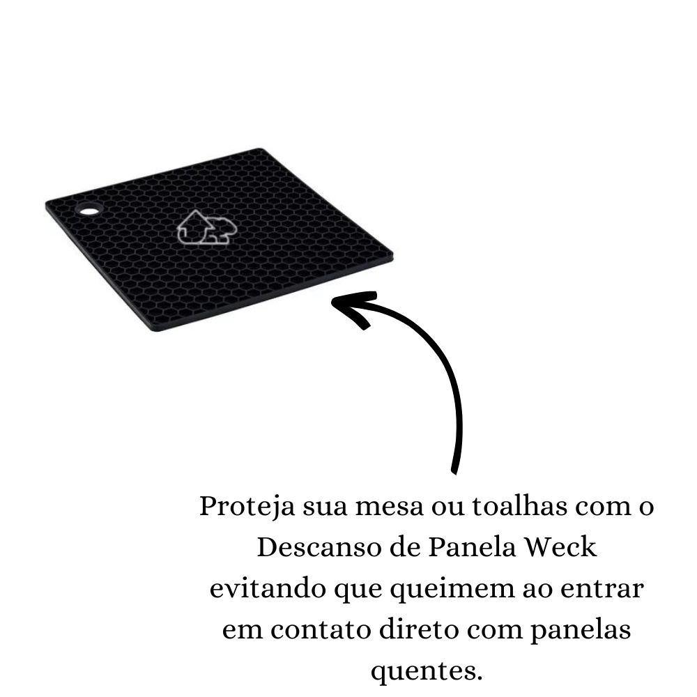 Descanso De Panela Quadrado Em Silicone Preto 17 Cm Weck — imagem 2 de 2