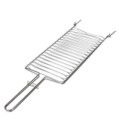 Grelha Dupla Para Churrasqueira 72,5cm Peixe Churrasco Assar Carne Super Grill 02 Mor