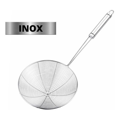 Escumadeira P/ Fritura Com Pegador Inox Pastel Batata Frita
