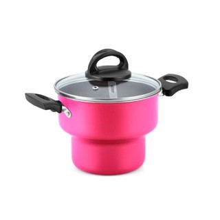 Cuscuzeira Antiaderente Nacional Tampa de Vidro Rosa N°16