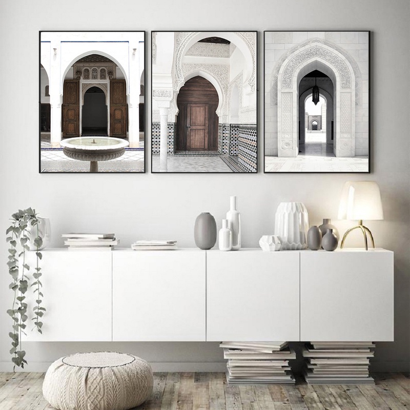 Quadro Decorativo árabe, Marrocos Porta Velha Mesquita, quarto decoração casa Quadro Decorativo Islâmica, Subhanallah, Bismillah tamanho grande Decoração para sala casa cozinha quarto Poster decorativo  abstrata Moderno árabe, Marrocos Retro arte #03