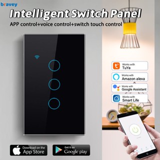 Tuya Wifi Smart Touch Switch 100-250v 1/2/3/4 Botão Home Wall Buttons Suporte Alexa E Google Assistant BRAVE