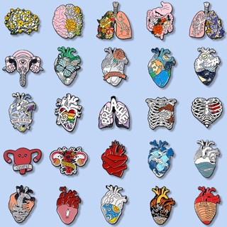 50 Estilos De Texto Criativo Órgão De Lapela Broche De Coração Estômago Pulmono Design De Pino De Esmalte Mochila Acessórios De Crachá Coleção De Joias Presentes Para Amigos
