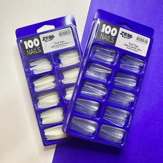 Kit 100 Unhas postiça Bailarina Natural Branca/transparente