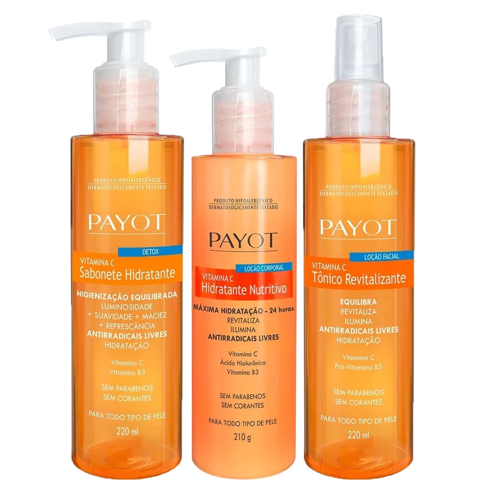 Kit Limpeza, Tonificação e Hidratação Vitamina C Payot