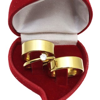 Par Alianças Casamento Grossa Tradicional Lisa Quadrada + Anel Solitario