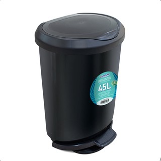 Lixeira Com Pedal 45l Grande Multiuso Preta Cozinha Porta Saco em Oferta na Shopee