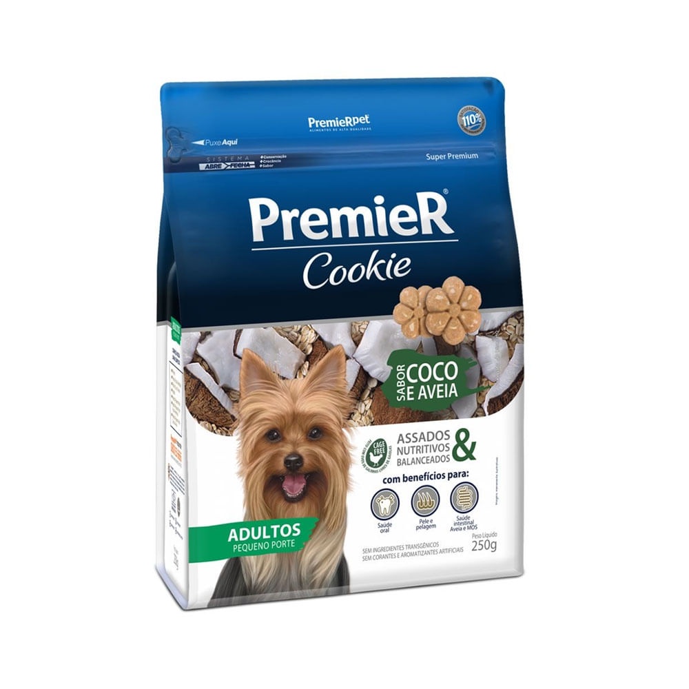 Cookie Premier Cães Adultos Porte Pequeno Coco e Aveia 250 g