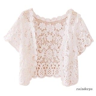 Rai Womens Casual Curta Floral De Renda Elegante Crochê De Aberto Protetor Solar Frontal Cardigan Casaco Bolero Crop