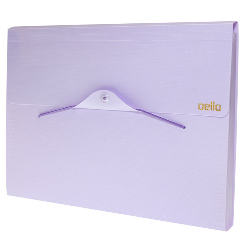 Pasta sanfonada A4 com 12 divisórias Linho serena Lilás pastel 6096.LP Dello