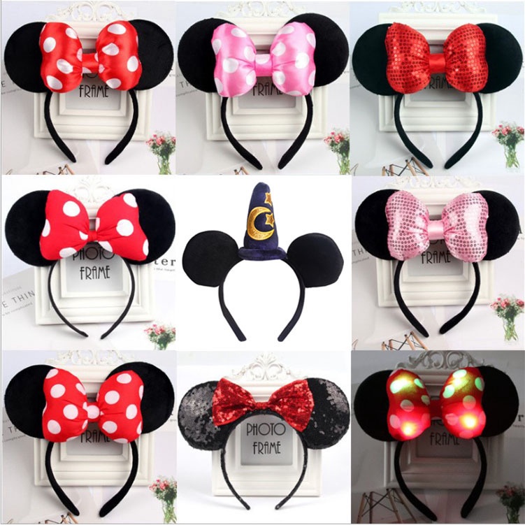 Festa De Mickey Minnie Fita De Cabeça Mouse Bowknot DY Orelha Preta Natal Acessórios Para Cabelo em Oferta na Shopee