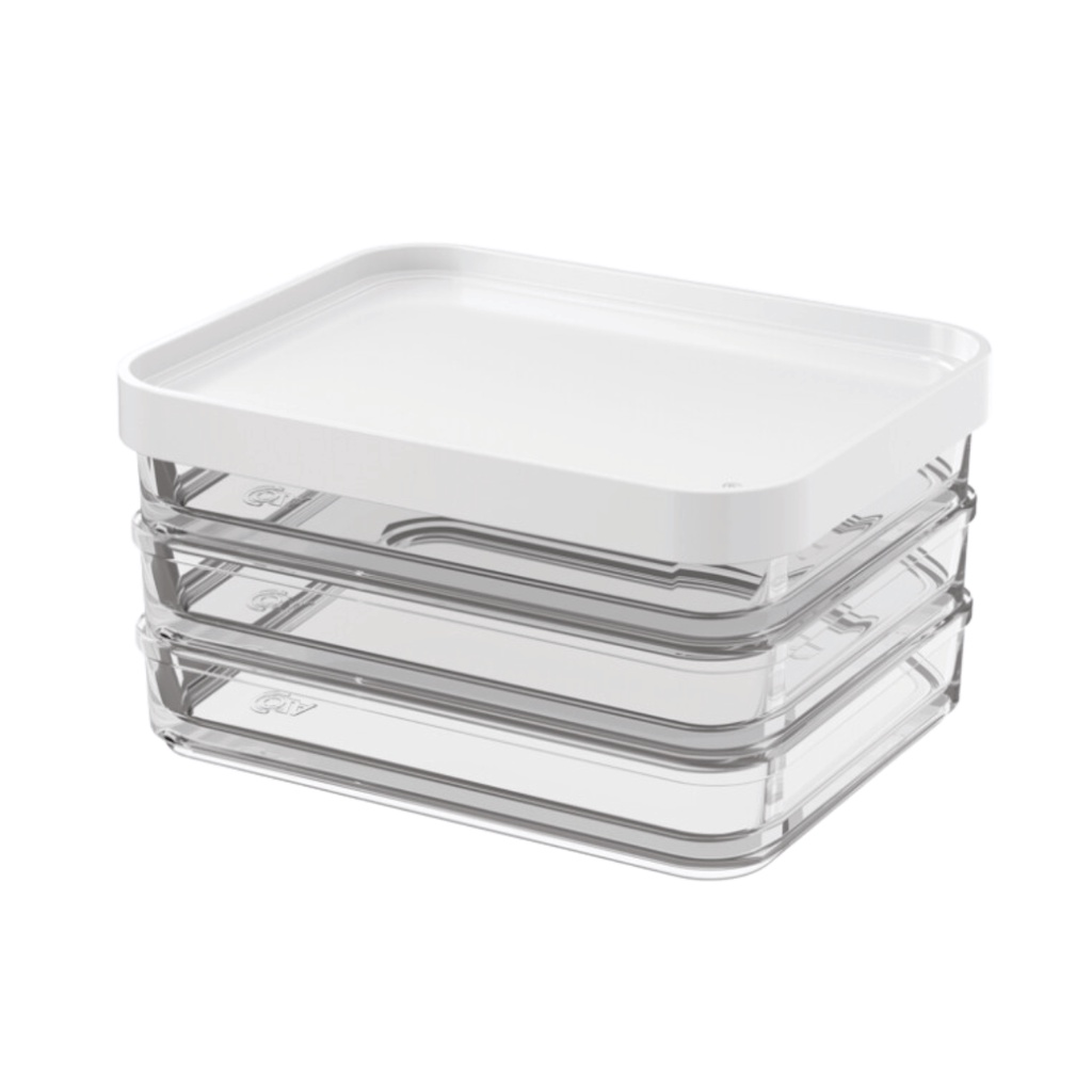Porta Frios Em Trio De Poliestireno Com Tampa 840ml Clear Branco