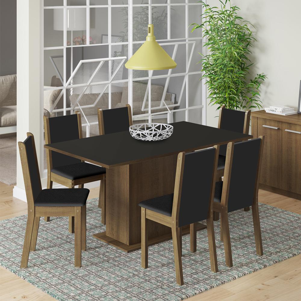 Conjunto Sala de Jantar Madesa Ohana Mesa Tampo de Madeira com 6 Cadeiras - Home & Living