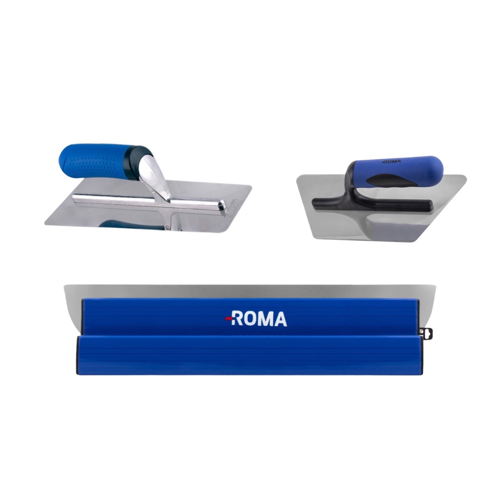 Desempenadeira Aço Inox 60cm+Inox Trapézio+Inox Lisa