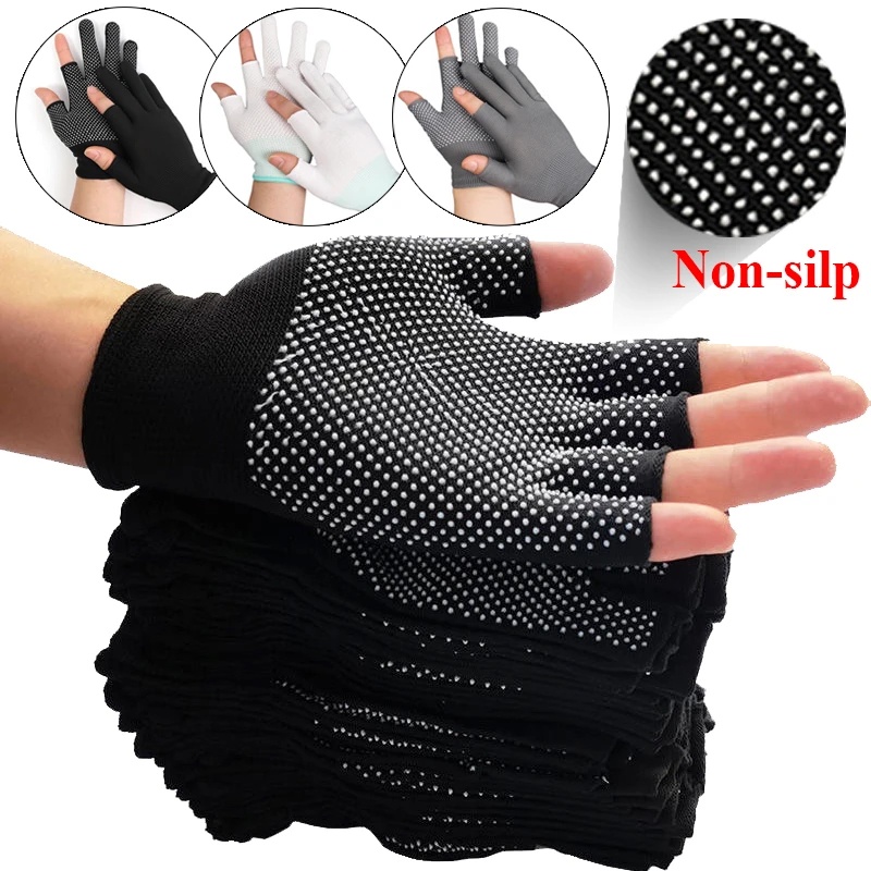 Luvas Antiderrapantes De Nylon Com Tela De Toque Antiderrapante De Trabalho Finas Resistentes Ao Desgaste Meio Dedo Respiráveis De Verão Para Esportes De Motociclismo
