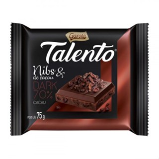 Mini Barra de Chocolate Meio Amargo com Nibs de Cacau 70 Cacau Talento Dark