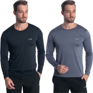 Kit 2 Camiseta Masculina Manga Longa Proteção Solar Uv50+ Segunda Pele Malha Fria Premium Academia Esportes