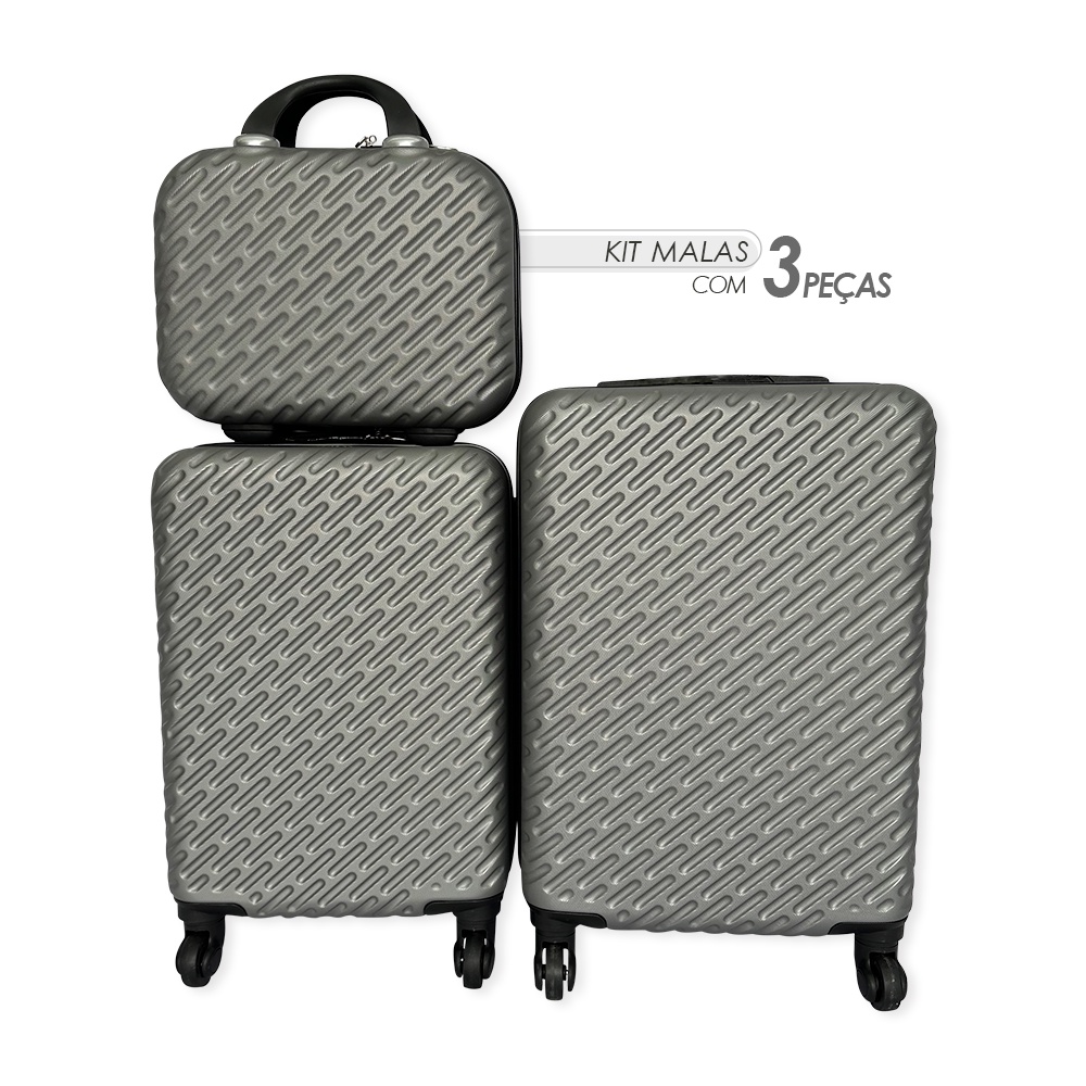 Kit 3 Malas De Viagem Rodas e de Mão P/M/G Pequenas viagens Mala Resistente