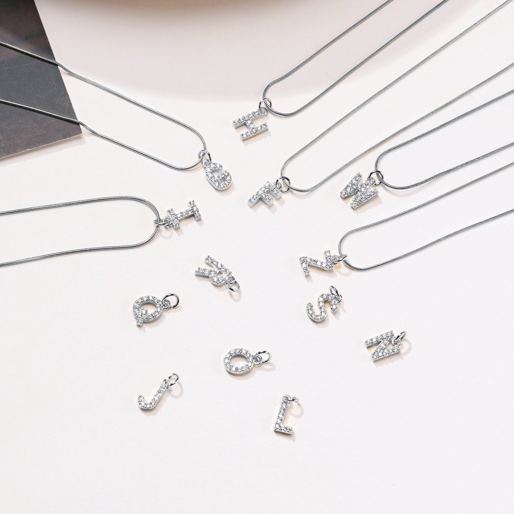 Vnox Letter Zirconia Pendant Necklace , Alfabeto Colar Inicial Acessórios Para Mulheres