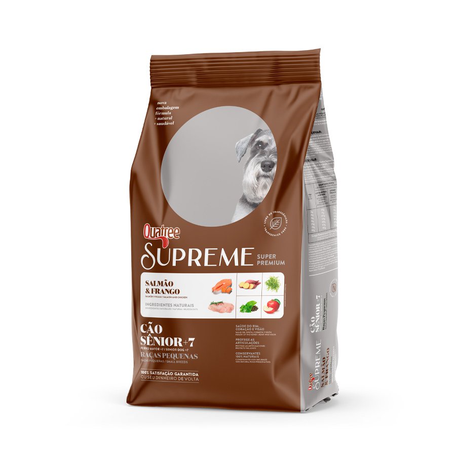 Ração Quatree Supreme Cães Sênior +7 Raças Pequenas Salmão e Frango 3kg em Oferta na Shopee