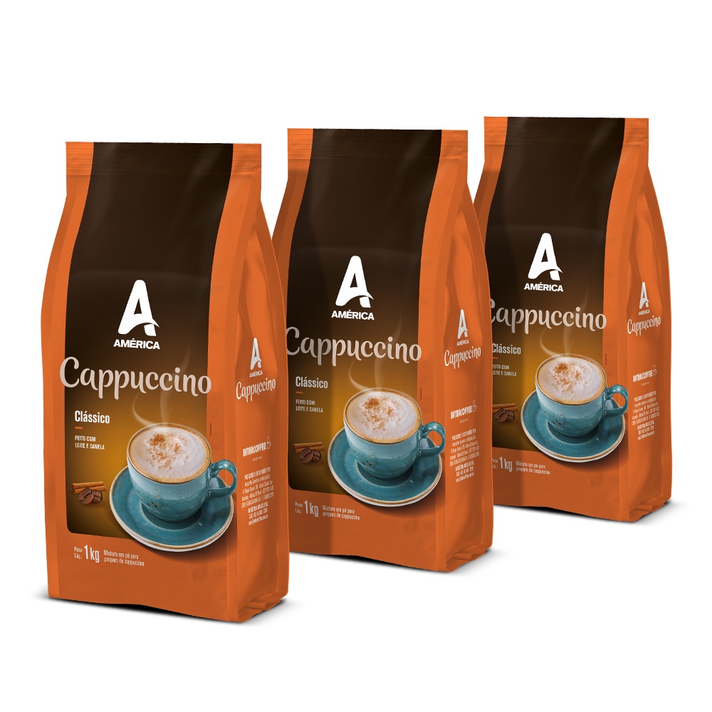 Kit C/3 Unidades Cappuccino América Clássico 1kg em Oferta na Shopee