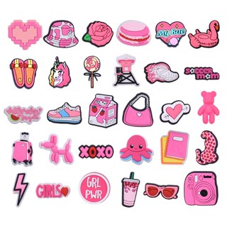Bonito desenho animado, série rosa, encantos de sapato para Crocs, 1 peça, PVC, anime, acessórios de decoração, fivela de sapato