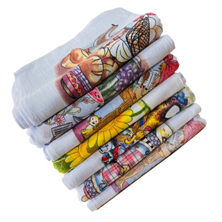 Kit 10 Panos De Prato Copa Estampado Pe De Galinha Bainha Legitimo Lindos em Oferta na Shopee