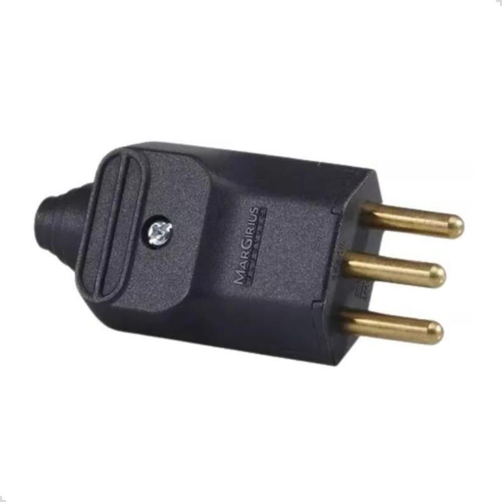 Plug Macho 3 Pinos 20a 2p+t Prensa Cabos Preto Margirius