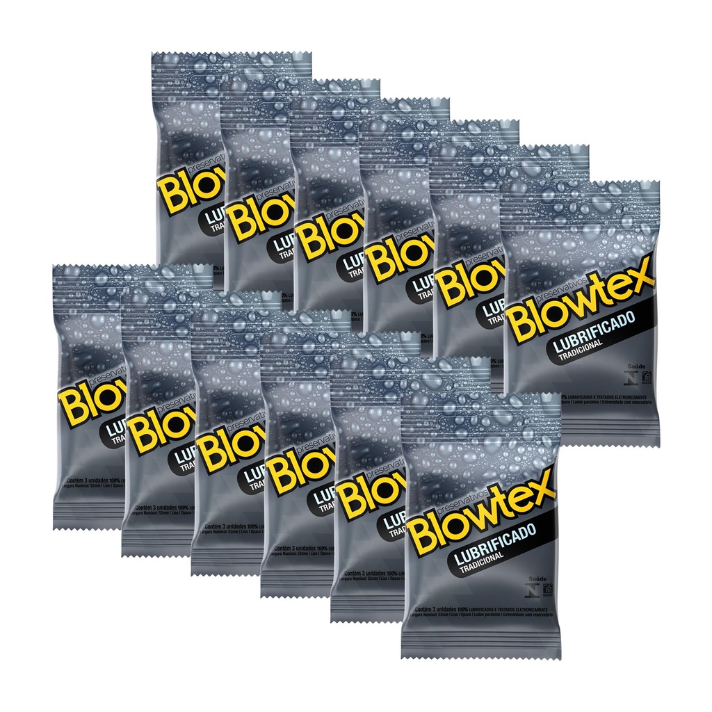 Kit 12 Pacotes Preservativo Blowtex Lubrificado C/ 3 Unidades Cada