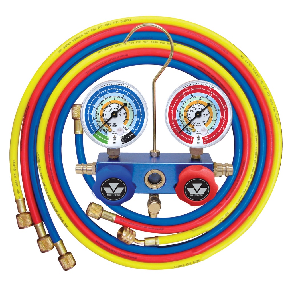 Manifold Mastercool R12 404a R22 R134a 2 Vias 3 Mangueiras 90cm 93636-MR Ar Condicionado Automotivo