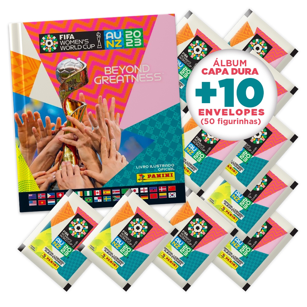 Kit Copa do Mundo Feminina 2023 da FIFA - Capa Dura   10 envelopes (50 figurinhas) em Oferta na Shopee