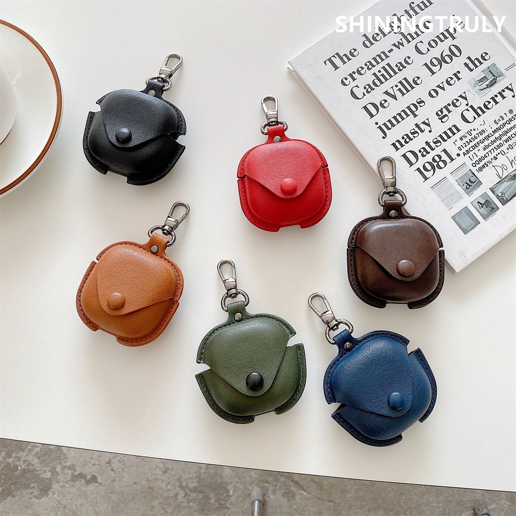 Capa Protetora De Couro De Luxo Para Samsung Galaxy BUDS FE PRO Case/Live/2/Fones De Ouvido Chaveiro