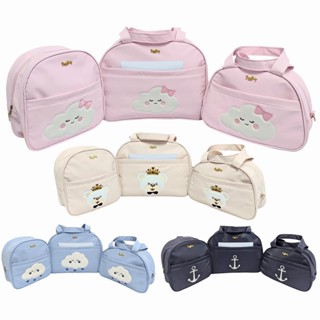 Kit Bolsas Maternidade Mochila Bolsa média e Bolsa Grande Para Bebê Material Térmico Impermeável