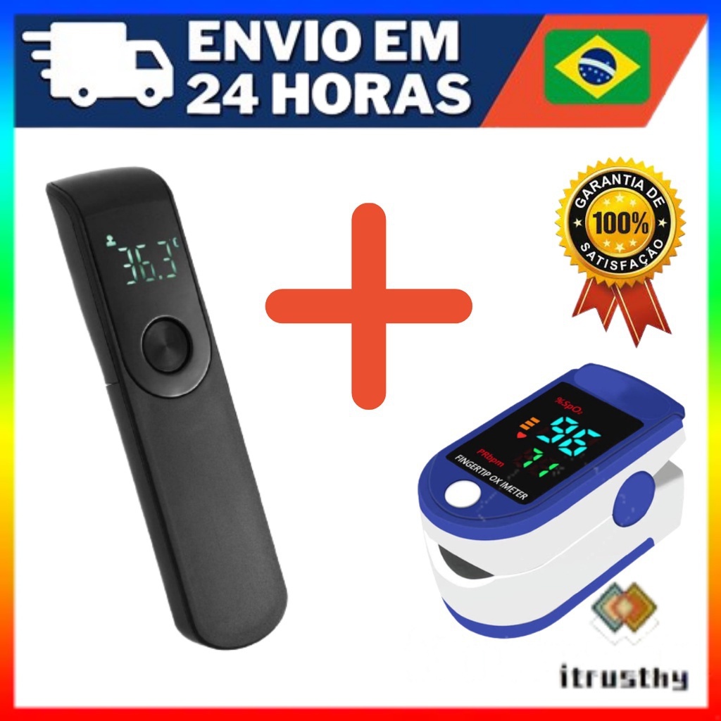 Kit Termômetro Infravermelho Sem Contato Para Medição De Temperatura E Medidor Digital De Saturação De Oxímetro