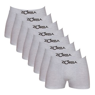 Kit C/8 Cuecas Boxer Cinza Sem Costura Zorba Em Algodão