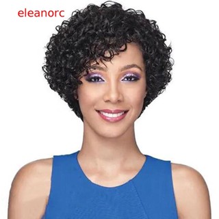 [ELE] Perucas De Cabelo Humano Para Mulheres Negras Curtas Sem Renda Frente Cor Natural