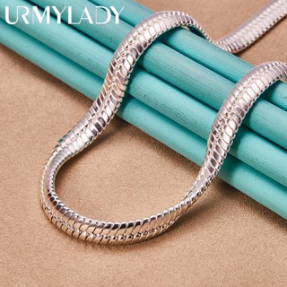 URMYLADY 925 Sterling Silver 8mm Corrente De Cobra Plana De 18 Polegadas Colar Para Mulheres Homens Festa De Casamento Moda Charme Jóias Finas