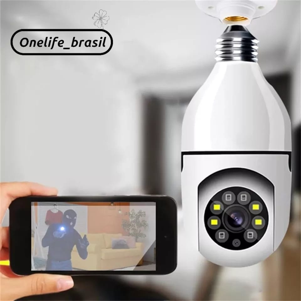 E27/A9 Câmera Panorâmica WiFi Inteligente Com LED 360 Sem Fio/Lâmpada IP/CCTV Transparente