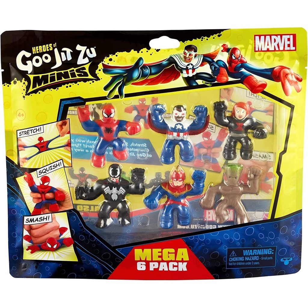 Goo Jit Zu - Pack com 6 Bonecos Elásticos de 6cm da Marvel - Hobbies & Collections