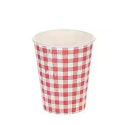 Copo papel Xadrez Junina Biodegradável - Vermelho - 10 unidades - 270 ml - Silver Festas - Rizzo Distribuidora