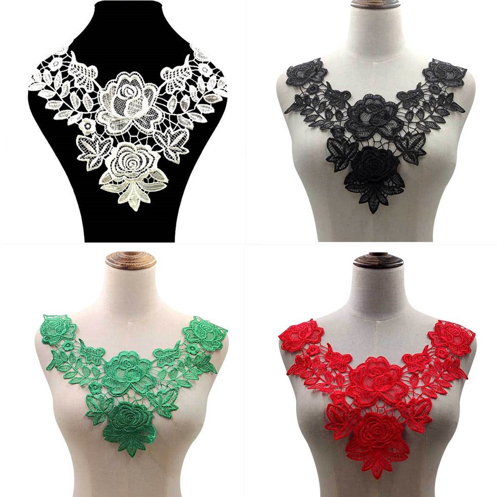 【 1pc 】 Flower Colarinho De Bordado Em Renda Corpete De Tecido De Corte Oco Vestuário De Costura Patch Bricolagem Acessórios À Venda JY