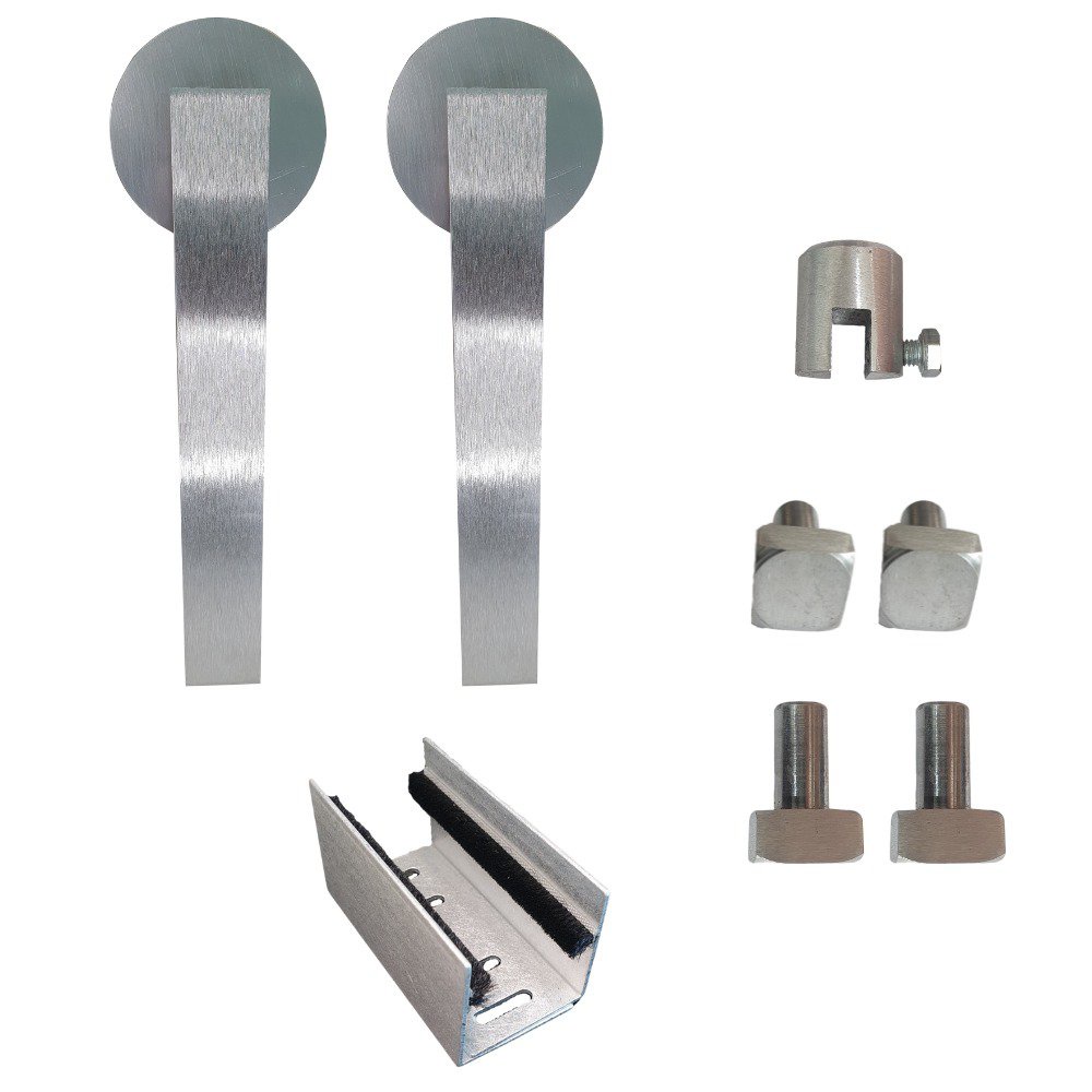 Kit 2 Roldanas e 1 Guia para Trilho Alumínio Premium - Escovado - Al-Fer em Oferta na Shopee